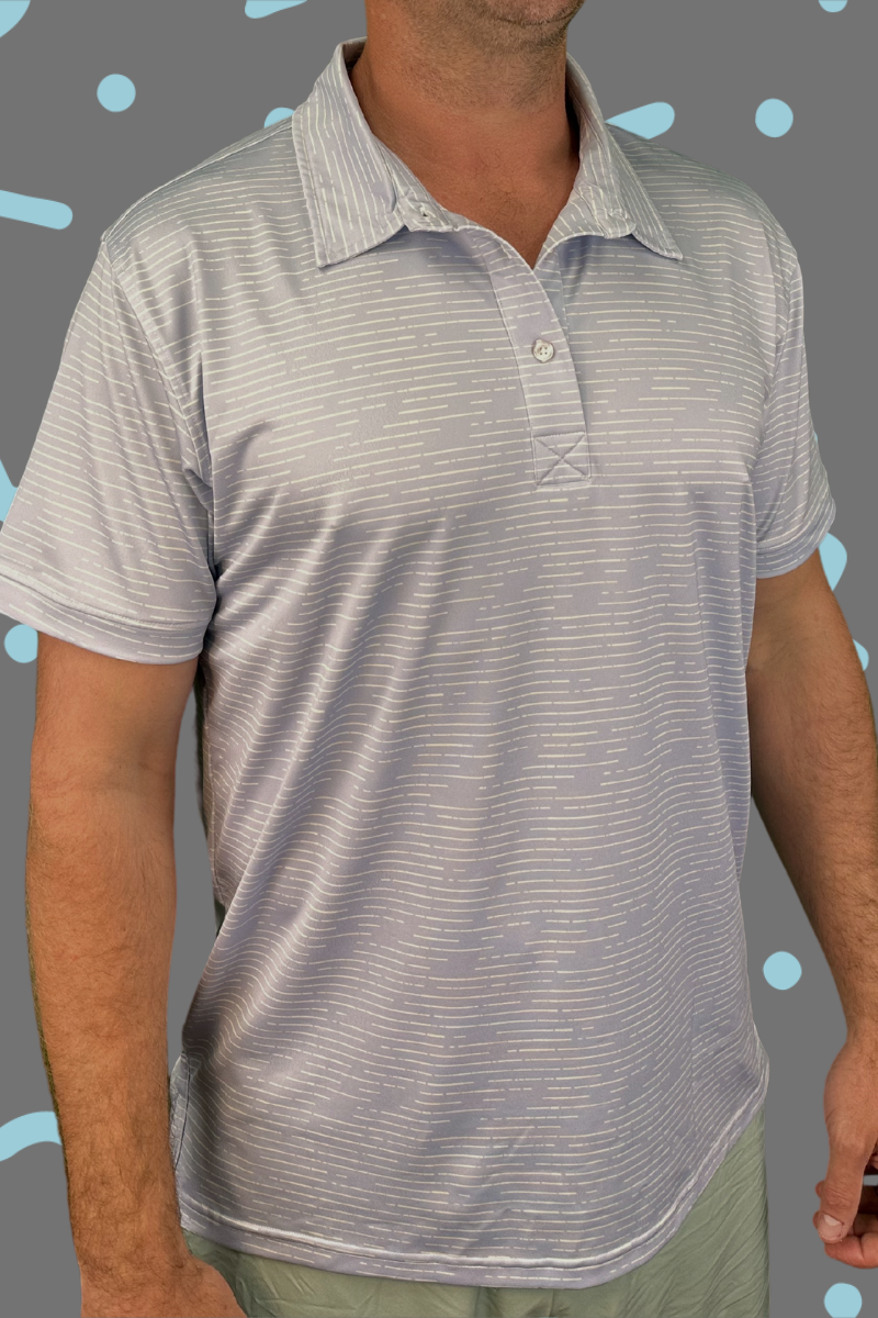 Grey Dashed Lines Men's Polo